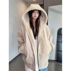 CATTEE座山雕外套男女款冬季加绒加厚皮衣棉服美式毛领夹克棉衣潮