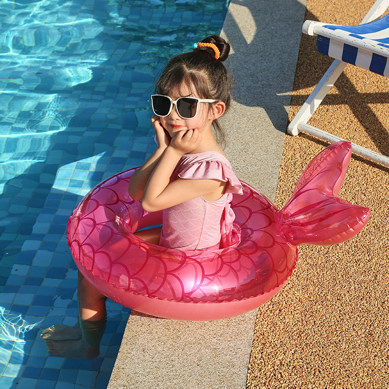 الأزياء جديد مسند الظهر حورية البحر على شكل خاتم السباحة الأطفال العائمة السرير display picture 1