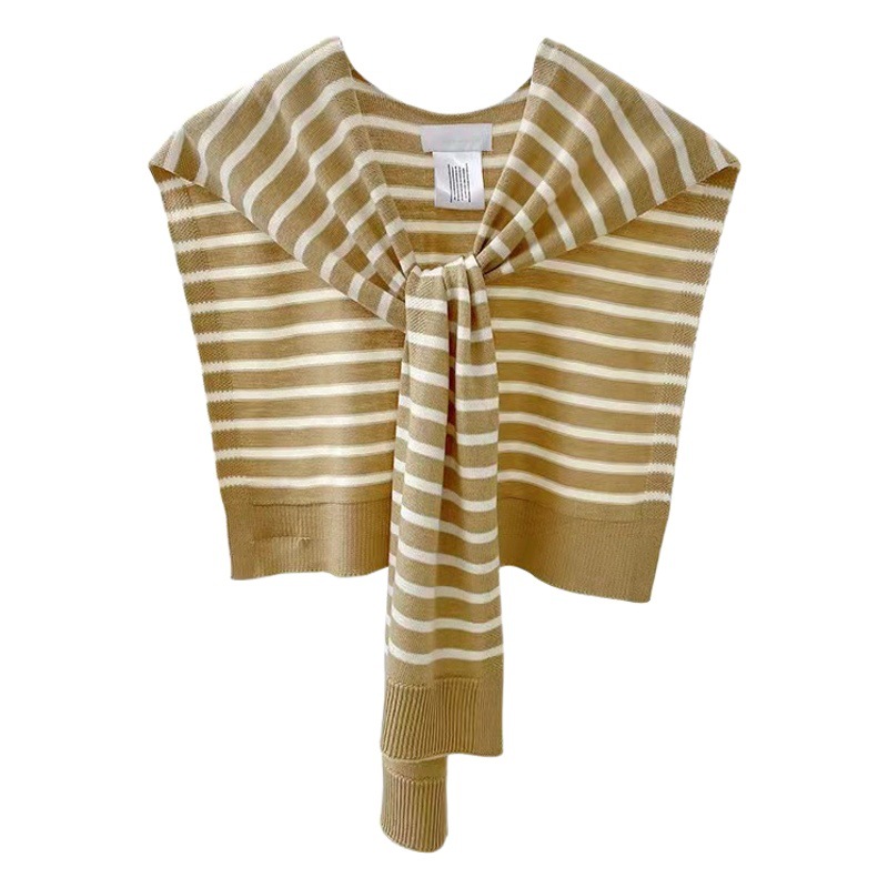 Mantón de punto a rayas para mujeres primavera y verano Oficina aire acondicionado exterior desgaste cervical soporte bufanda hombro pequeño chaleco Venta caliente
