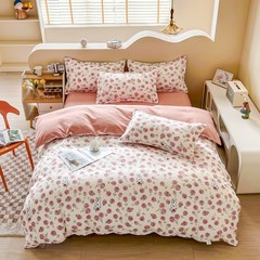 2024 Cartoon Student Bare Sleep Thick Fuzzy Four-Piece Set Bedding Set Student Dorm Three-Piece Bedding Supplies