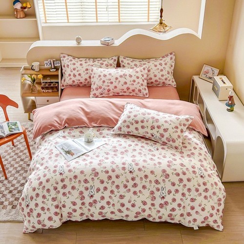 2024 Cartoon Student Bare Sleep Thick Fuzzy Four-Piece Set Bedding Set Student Dorm Three-Piece Bedding Supplies