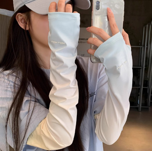 日焼け止め氷糸袖カバー女性夏2025新型ゆるい通気性紫外線防止自転車運転腕氷袖|undefined