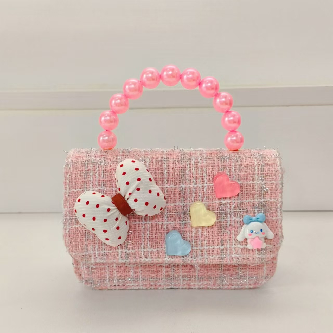 Melody bolso de perlas, bolso de princesa, bolso de hombro, bolso de cambio, accesorios, bolso cuadrado, cadena, bolso de Año Nuevo para chicas