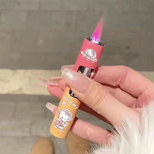 Internet celebrity Kuluomi lighter cartoon color printing lighter round push lighter