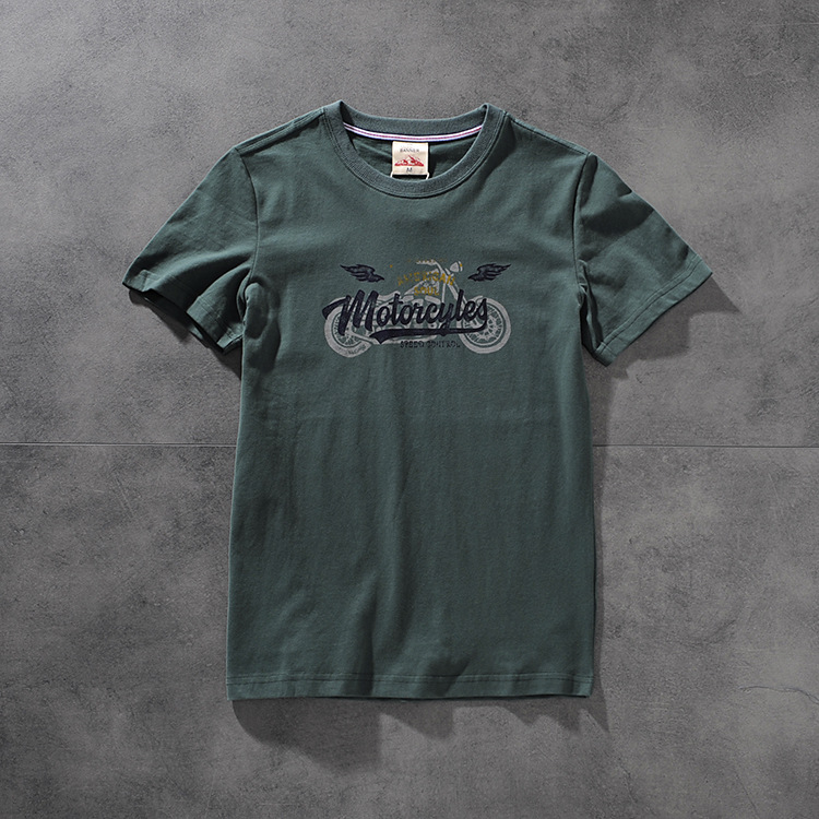 Modern banner spring/summer American retro click simple water wash print men's round-neck short-sleeved T-shirt M612 22