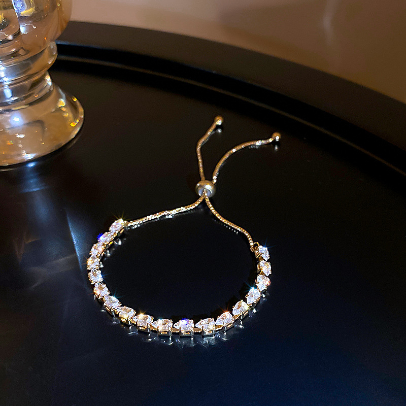 Oro real electrochapado circón Rosa fritillary flor pulsera elegante todo-fósforo pulsera luz lujo de alta calidad pulsera para las mujeres al por mayor