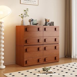 Solid Wood Mid-Century Style Carmen Cabinet Living Room Home Simple Tv Side Cabinet Free Combination Storage with Drawer Cupboard