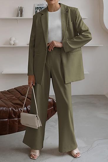 Women's Pant Set For Work Autumn Winter Professional Two Piece Outfit_voghion.com