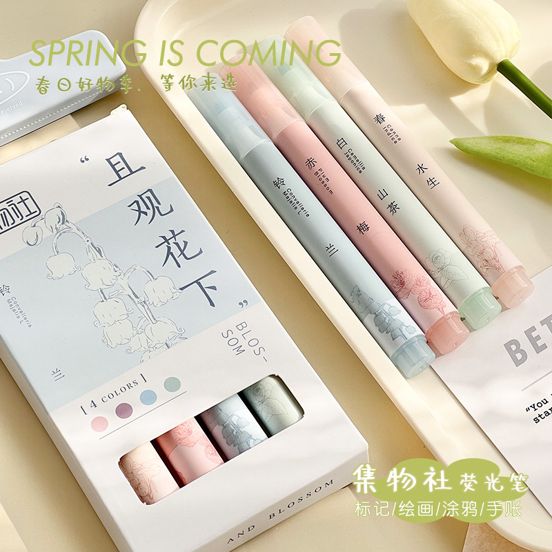 Light Color Fluorescent Marking Pen for Students, Colorful Highlighter for Note-Taking, Eye-Protection, Bold Underlining, Journal Fluorescent Pen