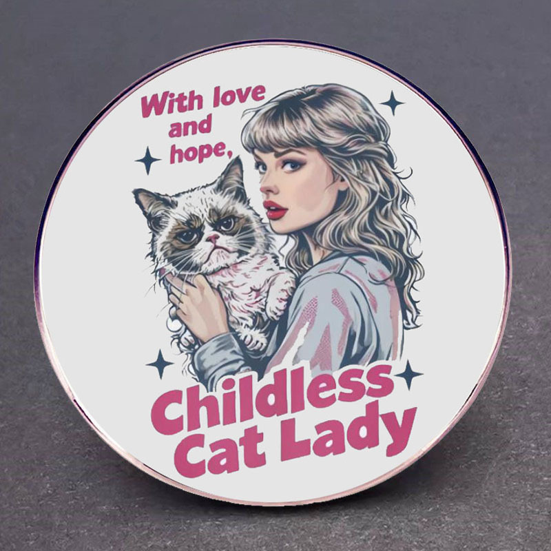 테일러 미혼 고양이 레이디 브로치 사랑과 희망 핀 배지 금속 합금 배지 액세서리