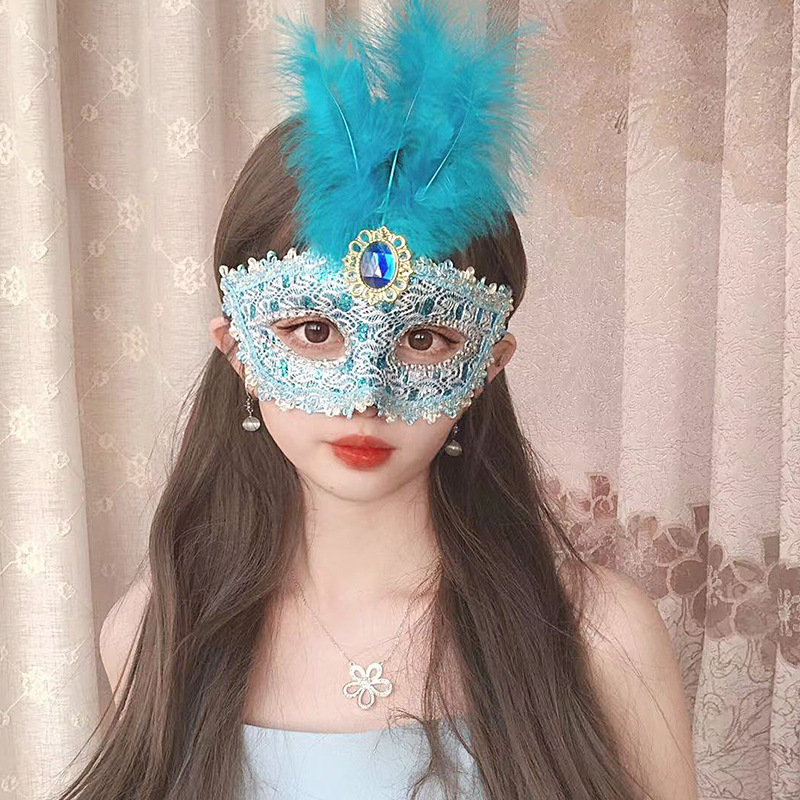 Princesa de media cara Máscara de plumas de estilo antiguo Masquerade Show Fotografía COS Artículos sexuales Suministros de Halloween