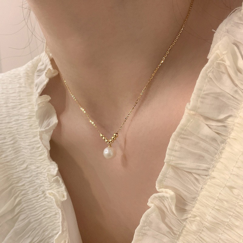 レトロパールネックレス、ライトラグジュアリー、文学的で芸術的なニッチデザイン、ハイエンドダイヤモンドペンダント、鎖骨チェーン、ハイエンドネックレス卸売|undefined