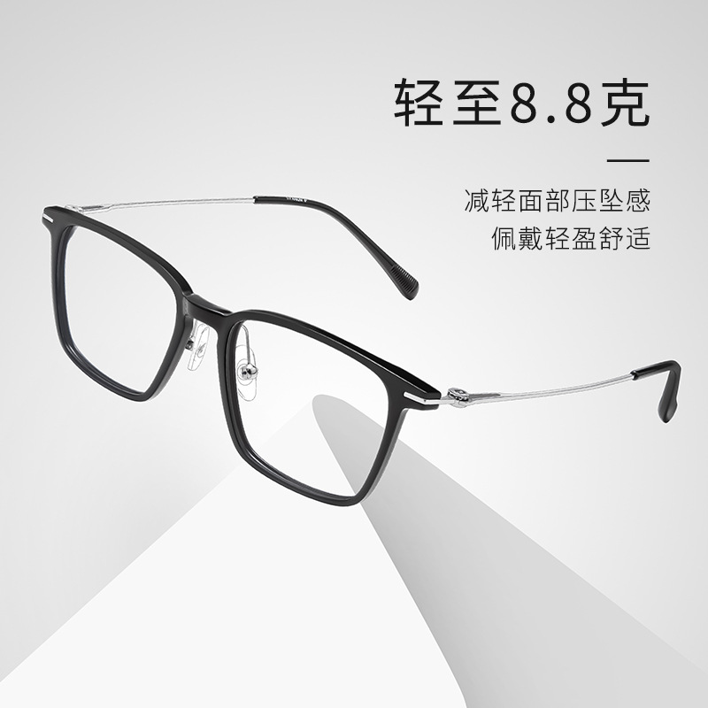 Bw7107S Business Retro Square Frame Tr Glasses Frame Fashionable and Versatile Ultra-Light Pure Titanium Frame Danyang Glasses Wholesale