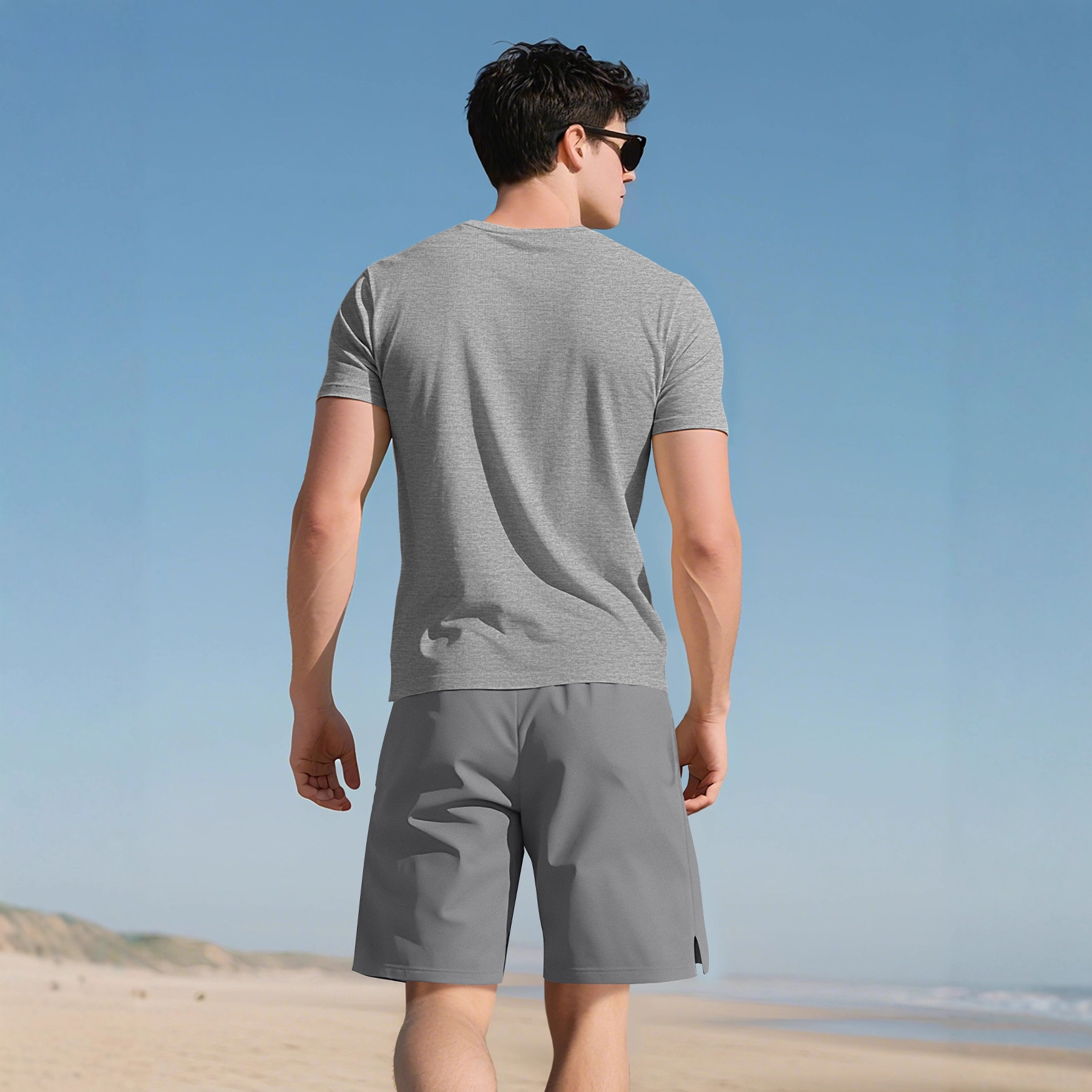 Nueva camiseta de verano para hombre, estilo fitness, cuello henley, 230g, algodón grueso acanalado, retro, corte ajustado, manga corta, informal