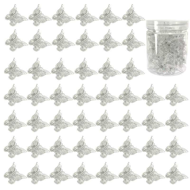50PC 투명 화이트 양파 파우더 나비
