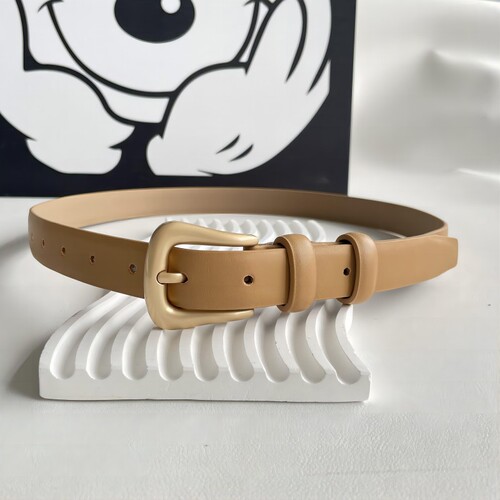 Korean style pu leather women's belt fashion versatile jeans decorative belt ins Hong Kong style gold buckle thin belt