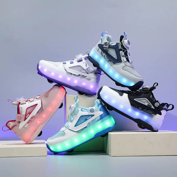 BKG roller shoes for boys and girls, 2025 summer new model, children's light-up four-wheel skates for girls