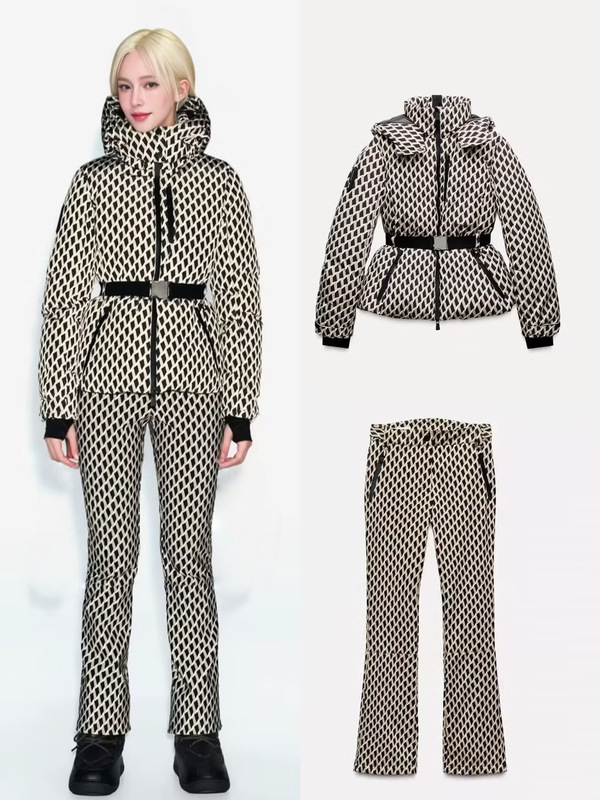 Foreign Trade Cross-Border Aliexpress Amazon Hot-Selling Items Ski Series Fashionable Versatile Waist-Cinching down Cotton Jacket and Pants