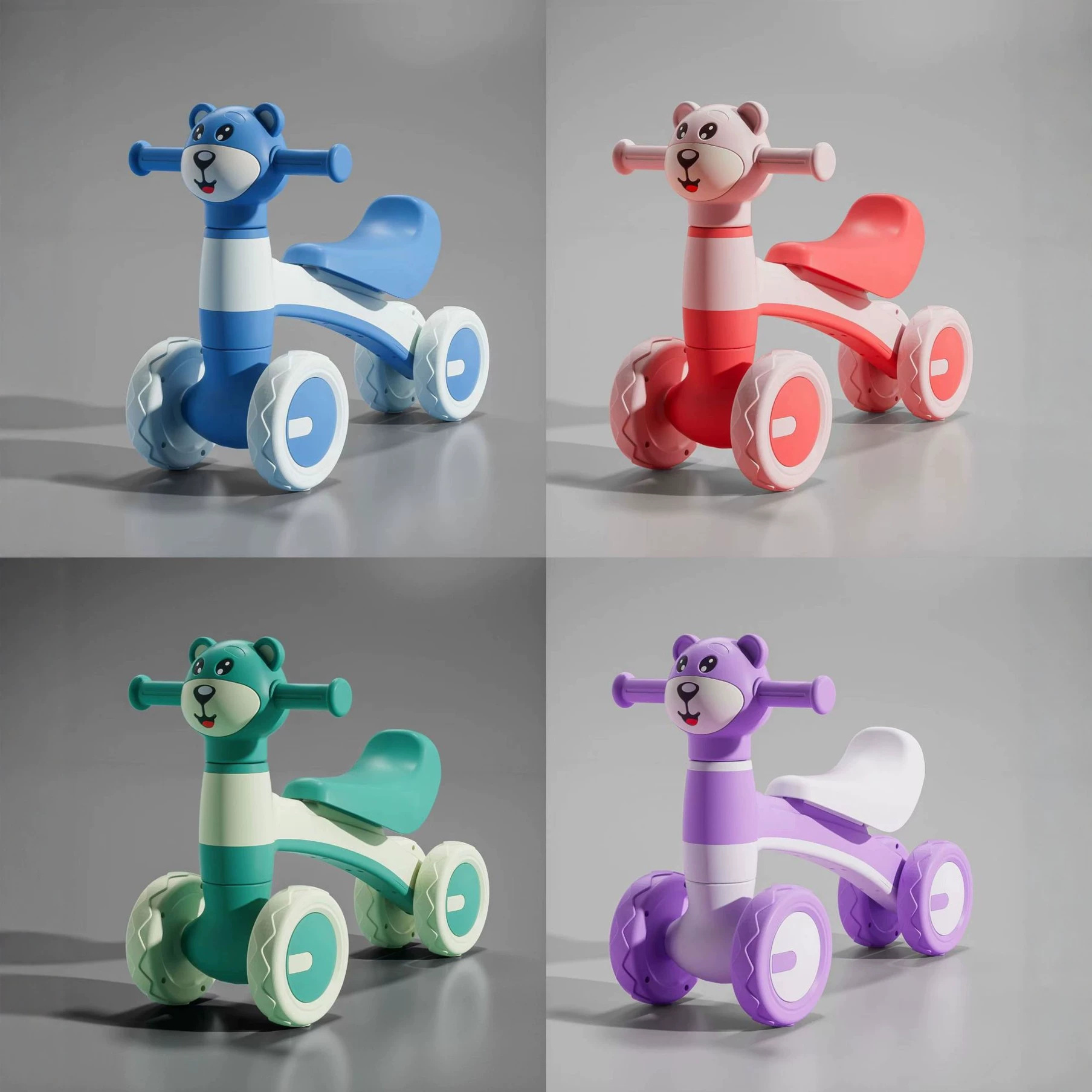 Montable de Equilibrio de 4 Ruedas para Bebé de Plástico Sin Pedales para Bebés
