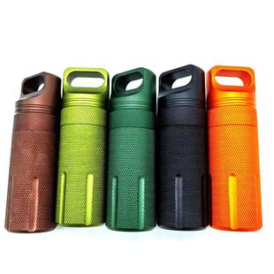 Portable Aluminum Alloy Sealed Can Outdoor Metal Waterproof Warehouse Portable Pill Bottle Cylindrical Keychain Pendant