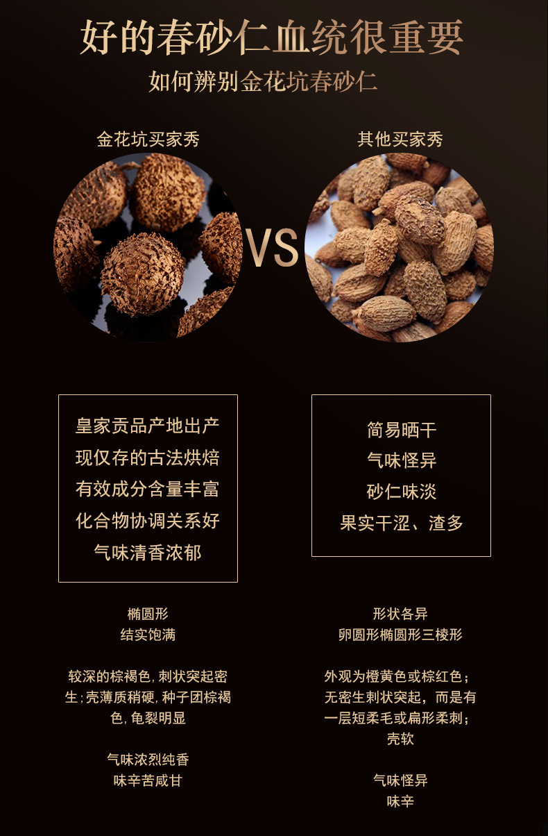 Chun Sha Ren Amomum Fruit 42g Yangchun Panlong Jinhua Keng Dao Di Sha Ren Traditional Herbal Gift quality and texture