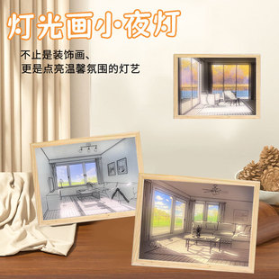 Tiktok Cross-Border Amazon Bedside Led Chunyan Ins-Style Light Painting Night Light Decorative Painting Ins-Style Lighting