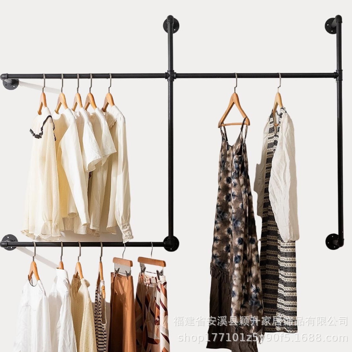 Cross-border Industrial Style Pipe Coat Rack Wall Clothes Hanger Clothes Drying Rod Clothing Store Display Rack Clothes Drying Rod Storage Rack