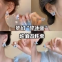 不对称百搭流苏水晶耳钉