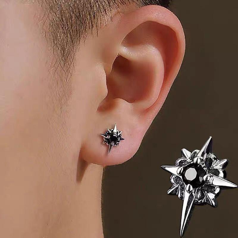 519 men's fashionable personality men's European and American hip-hop black ruffian handsome personality retro earrings temperament 519 men's fashionable personality men's European and American hip-hop black ruffian handsome personality retro earrings temperament