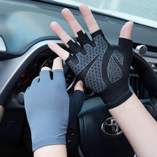 Cross-border half-finger gloves for men and women, summer sun protection net surface breathable quick-drying fitness cycling anti-slip fishing rider gloves