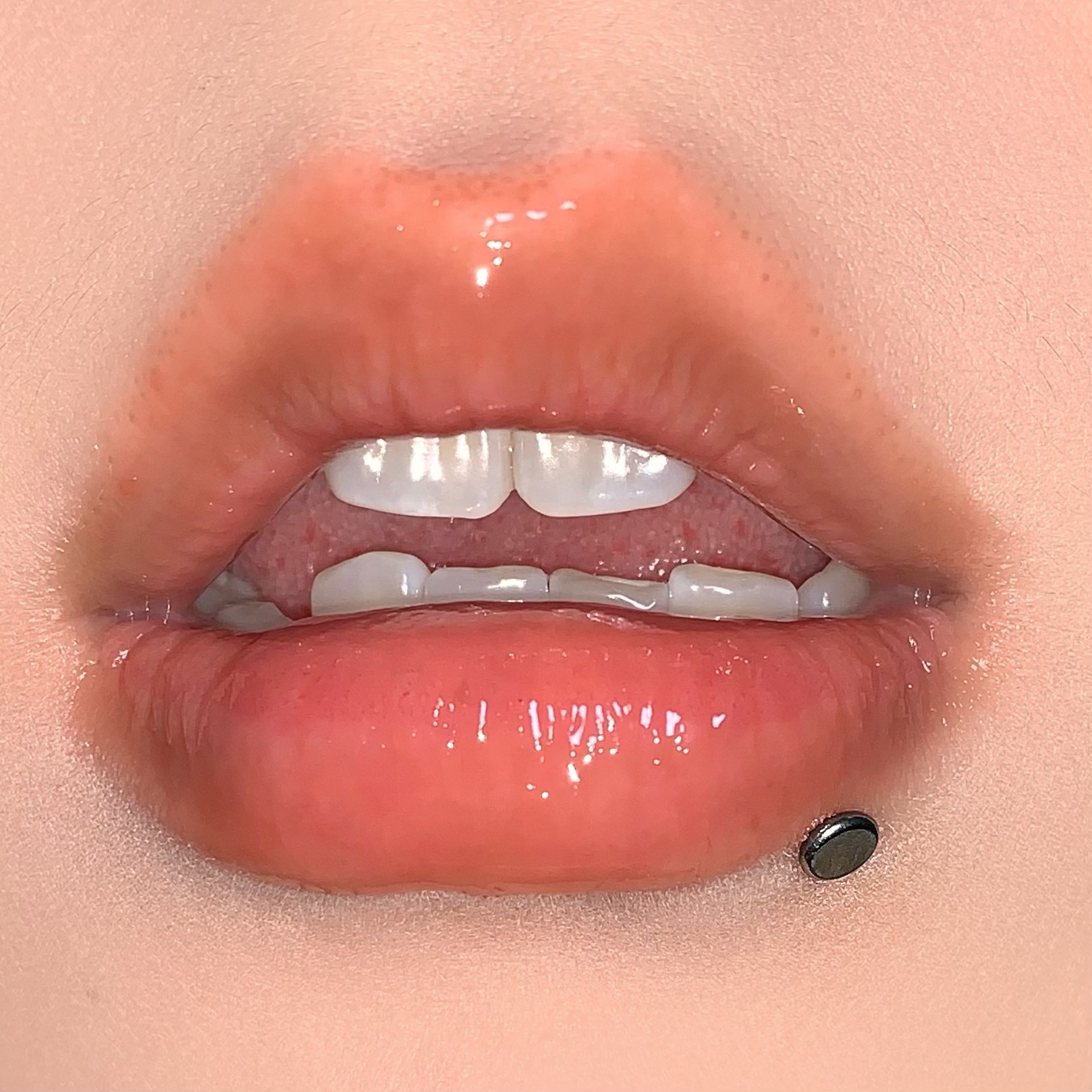 Pointed labret stud close-up product detail