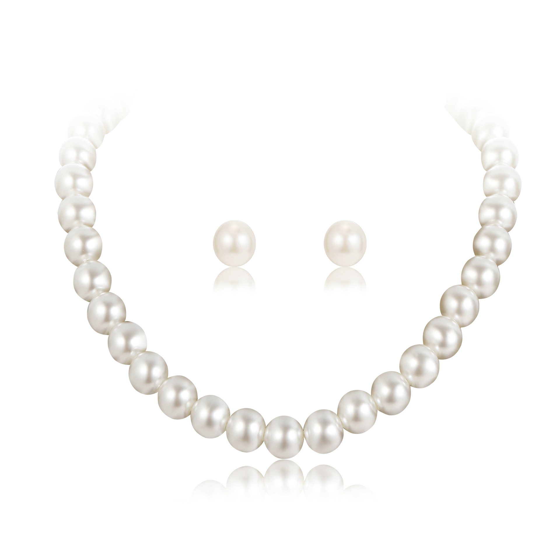 Earrings, Necklace Classification Women's Fashion Geometric Imitation Pearl Alloy Earrings Necklace No Inlaid Jewelry Sets