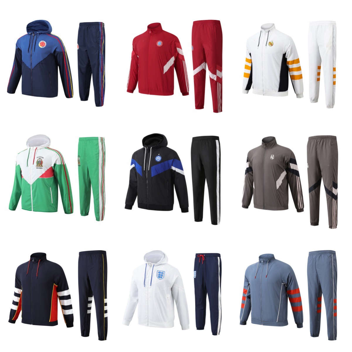 Hot Windbreaker Jacket Swalker Bayern Real Madrid Barcelona Arsenal Francia Brasil Japón Trajes de fútbol