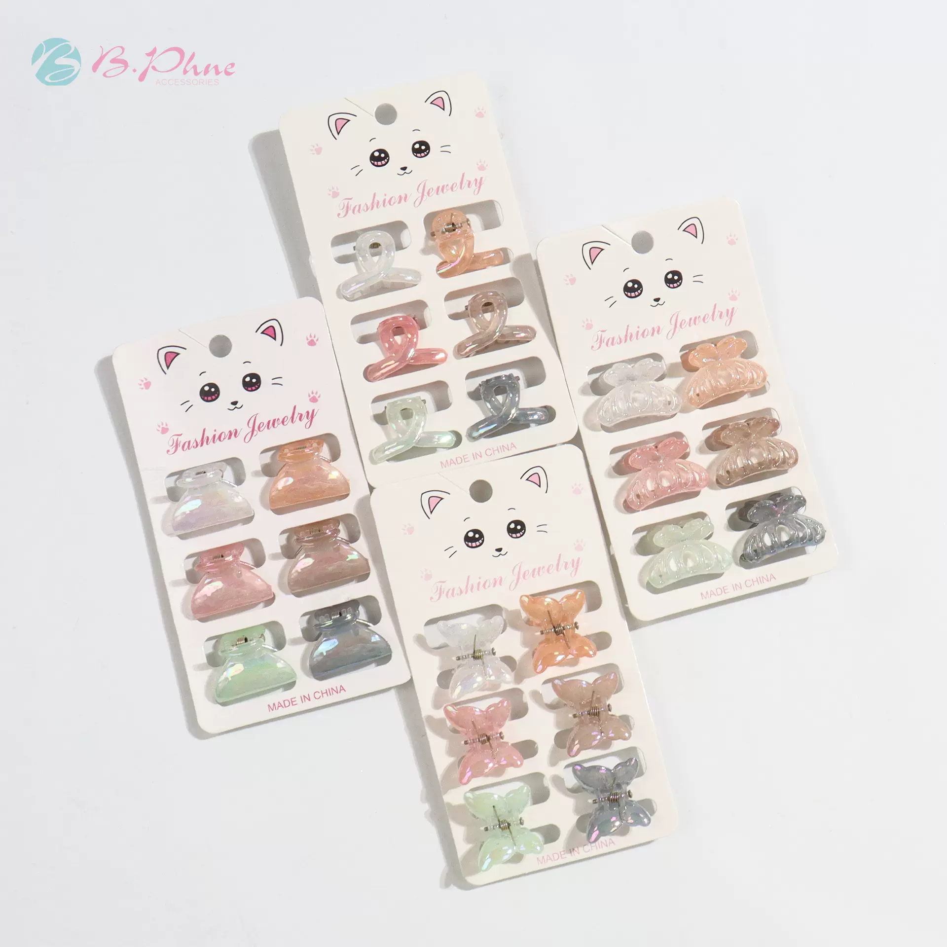 新款韩式迷你小抓夹6只卡装果冻色发夹儿童小清新浅色磨砂碎发抓