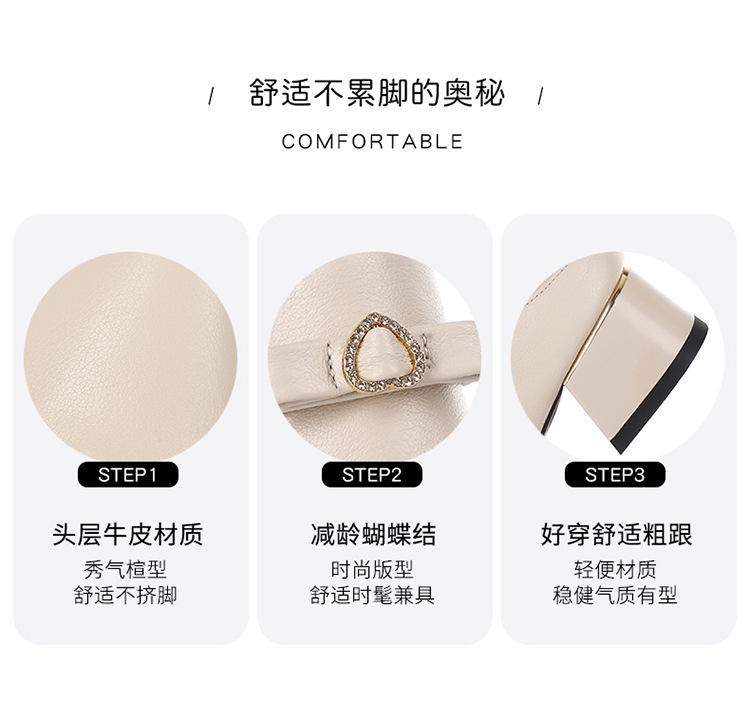Giày da nữ mũi nhọn miệng nông gót thấp đế dày — Màu đen chi tiết 6
