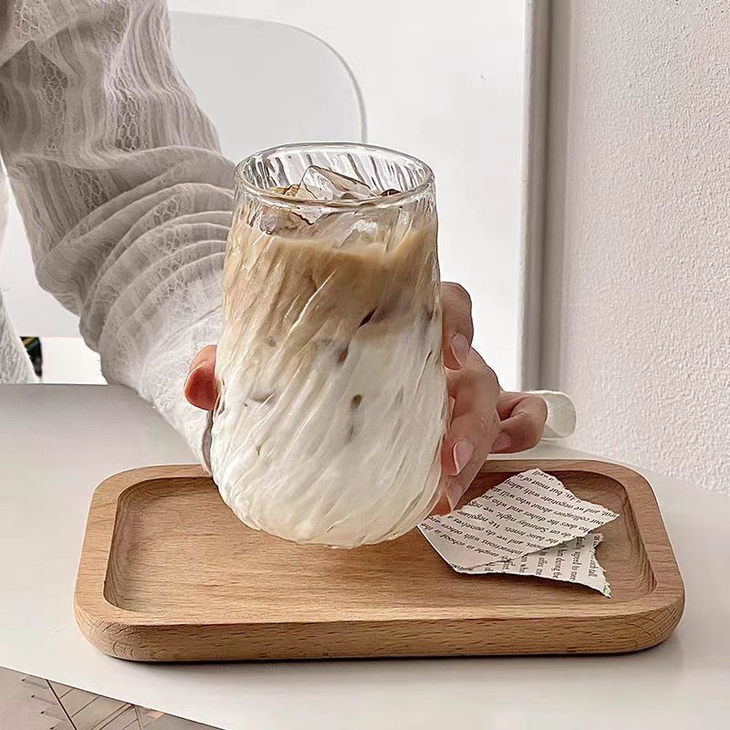 Taza de café de vidrio con alto contenido de borosilicato, taza de agua de latte americano de hielo de gran capacidad para el hogar, taza transparente resistente a altas temperaturas, taza de agua de té verde