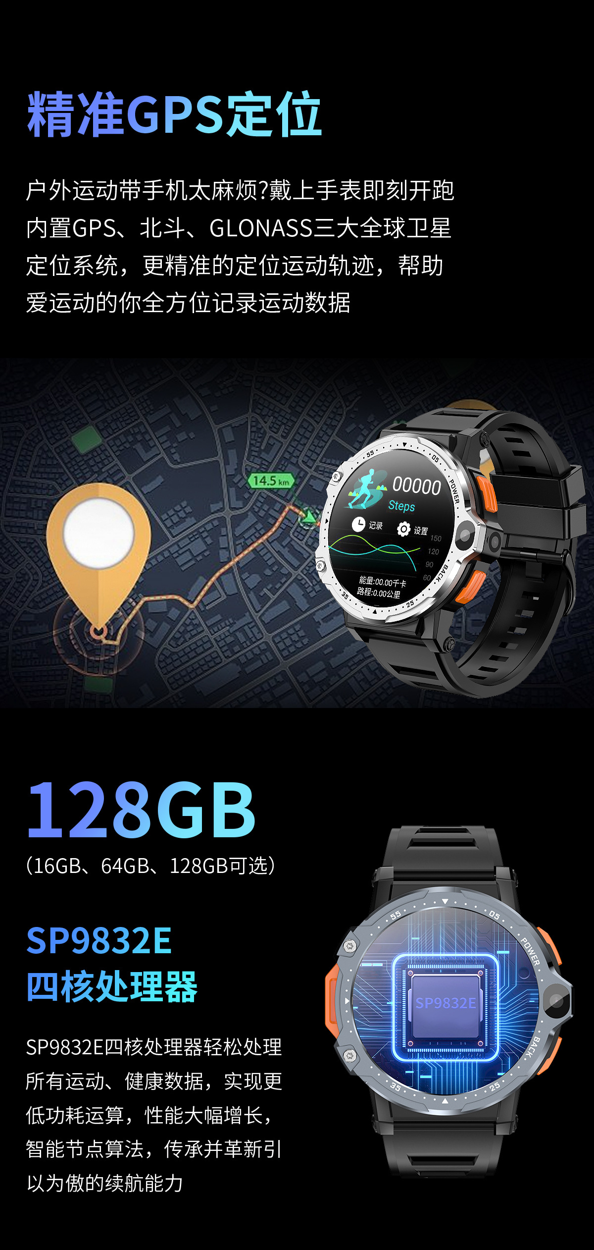 The cross-border PG999 smartwatch features dual cameras, a 1.54-inch large screen, 4G Android, large memory, heart rate, and multiple sports modes undefined