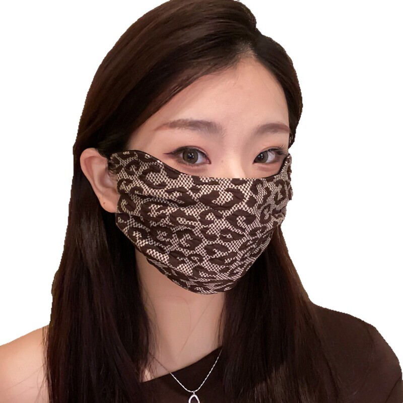 蕾丝冬季加厚可水洗女网纱豹纹时尚成人刺绣女士洋气保暖口罩防风|undefined