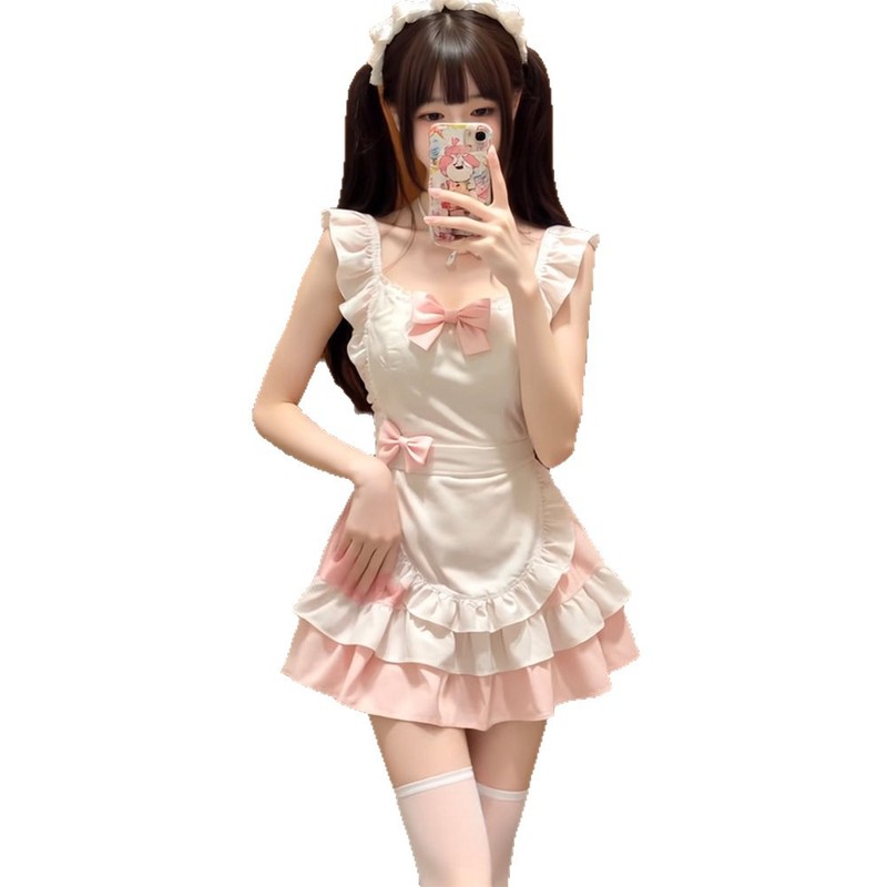 甘くてかわいい女の子cosメイド服ドレスショートスカートチュチュスカートケーキスカートリボンエプロンスーツ女性用|undefined