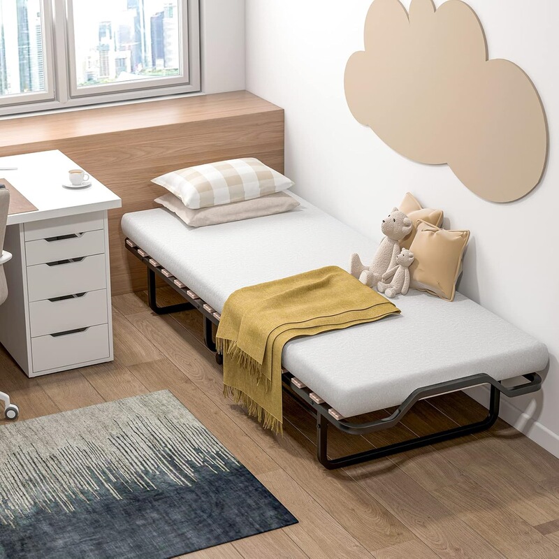 Cross-Border Hot-Selling Adult Folding Bed with Metal Frame, Memory Foam, Convenient Folding Bed