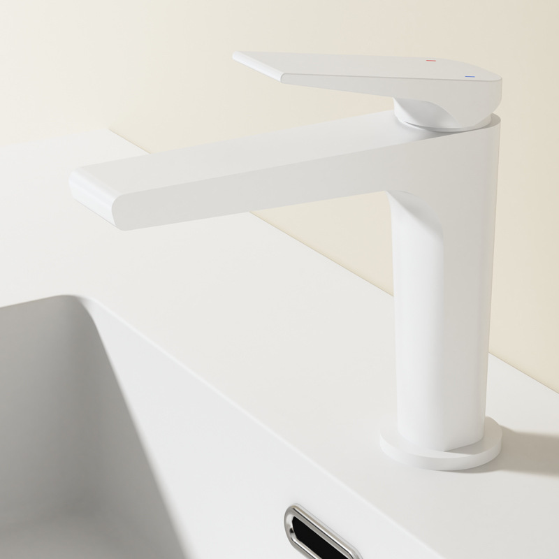 White Faucet Wash Basin All-Copper Hot and Cold Bathroom Wash Basin Bathroom Cabinet Normcore Faucet Mt2521