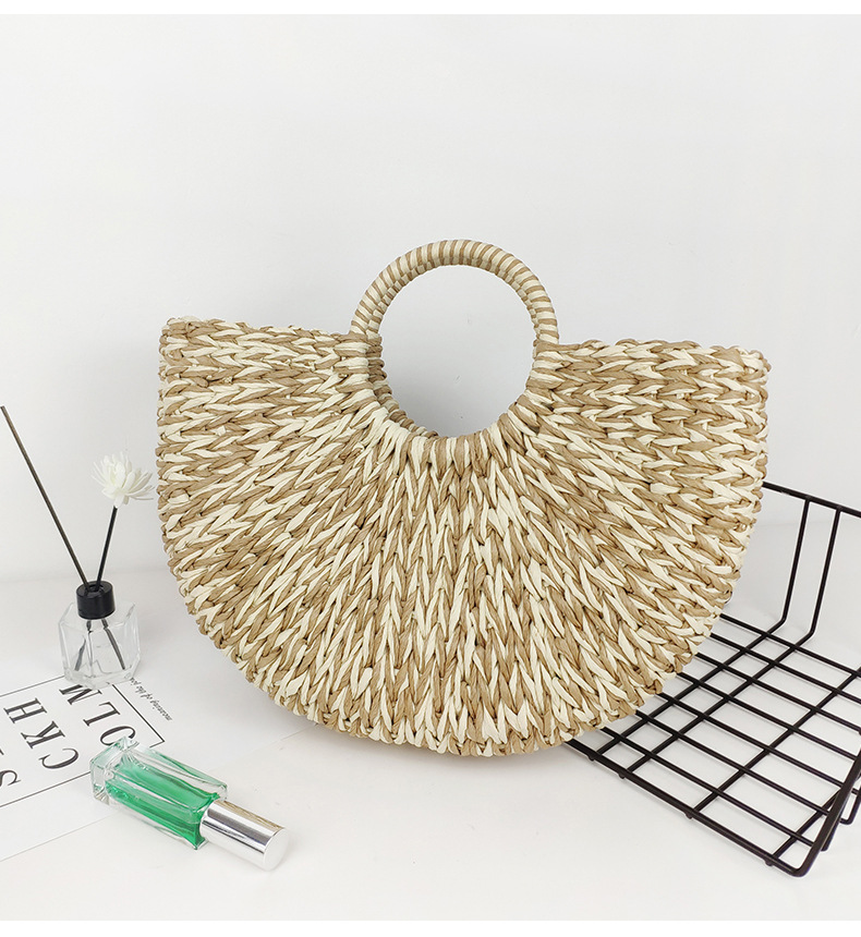 Women's Gender Streetwear Style Women's Large Paper Multicolor Streetwear Weave Round Open Straw Bag