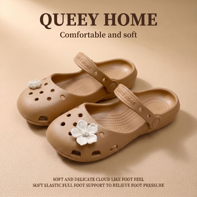 2026 Summer New Eva Thick-Soled Slippers for Women, Suitable for Home and Outdoor Use, Floral Clogs, Closed-Toe Beach Sandals Wholesale