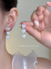 Asymmetrical earrings with tassels, diamond encrusted, simple and elegant design, light luxury style