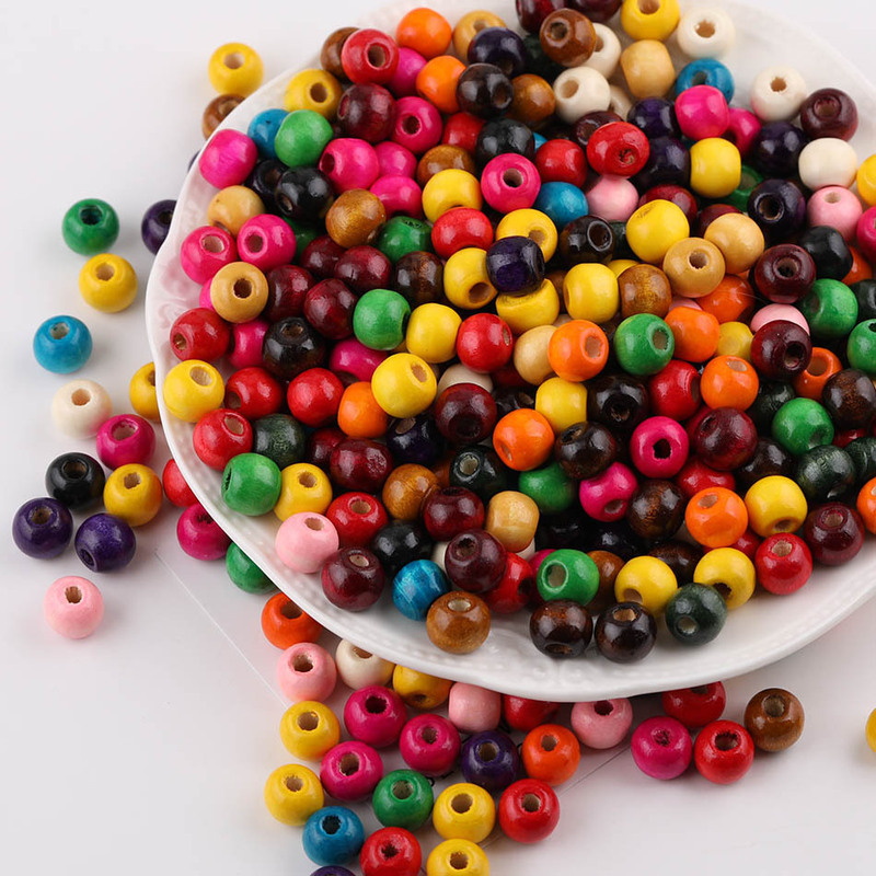 Cross-Border Hot-Selling 10mm Colorful Straight-Hole Wooden Beads DIY Handmade Door Curtain Phone Chain Beaded Jewelry Accessories Cross-Border Hot-Selling 10mm Colorful Straight-Hole Wooden Beads DIY Handmade Door Curtain Phone Chain Beaded Jewelry Accessories