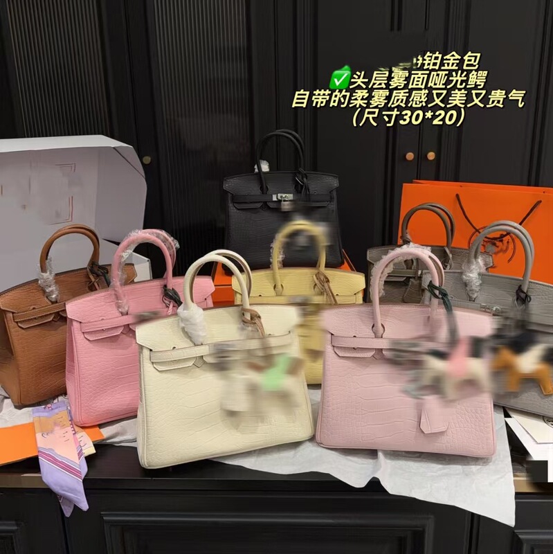 Majia Crocodile Leather Matte Platinum Bag 2026 New Model, Stylish and Luxurious, Versatile Handbag