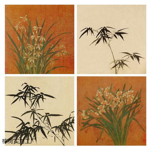 New Chinese Style Living Room Decorative Painting French Mix and Match Ink Bamboo National Style Mural Entrance Study Bamboo Painting Core Chinese Style