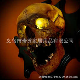 跨境新品 Skull Lamp 万圣节骷髅发光灯墙饰树脂工艺品