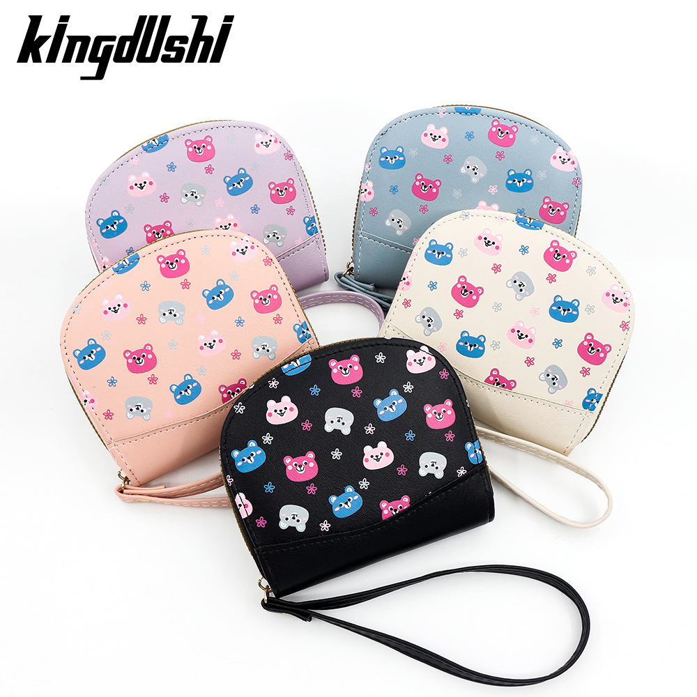 Nueva historieta del oso lindo de las mujeres corto gran capacidad titular la tarjeta monedero cremallera bolsa suministro directo fábrica
