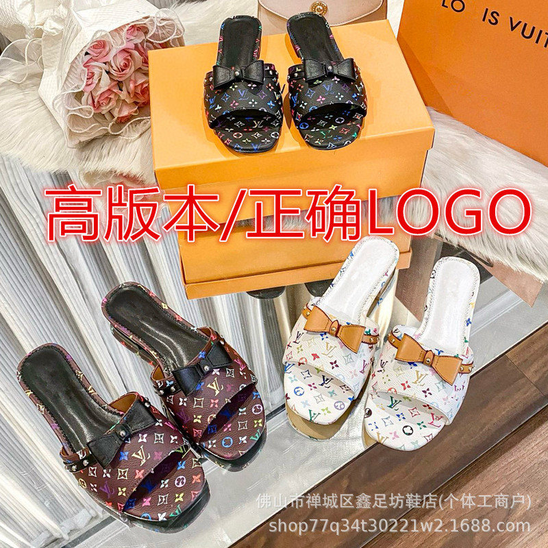 Donkey Home European and American Foreign Trade 2025 Flat Round-Toe Sandals for Women with Bow Tie, Full Packaging, Flat Heel, New Style